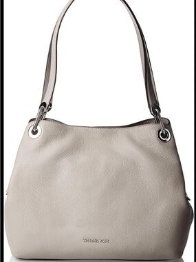 Michael Kors Pebbled Leather Shoulder Bag in Light Taupe (almost grey)
